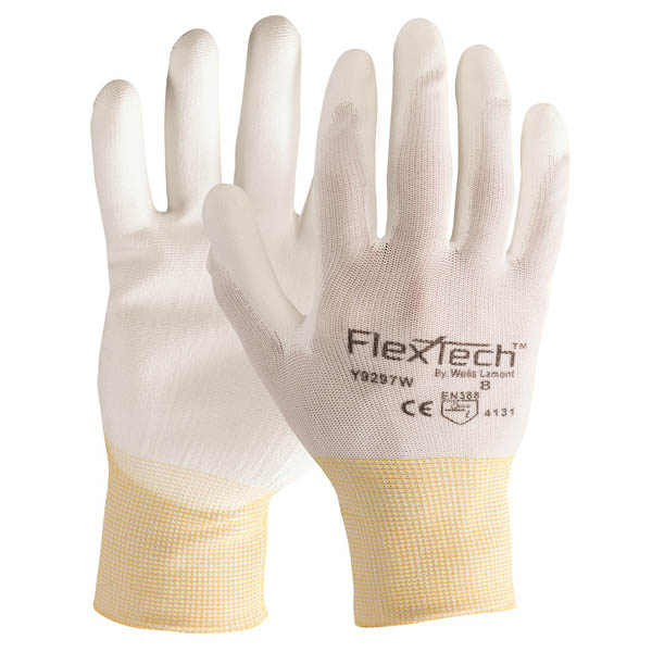 Tucker Safety FlexTech White Knit Work Gloves with Grey Nitrile Palm - Extra Large