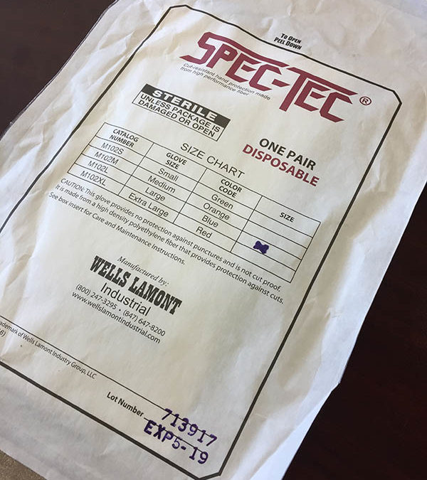 Expiration dates stamped on all Sterile glove liner packaging